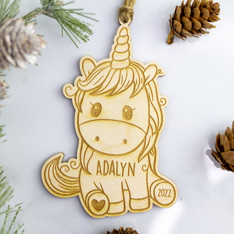 Unicorn Personalized Girls Christmas Tree Ornament