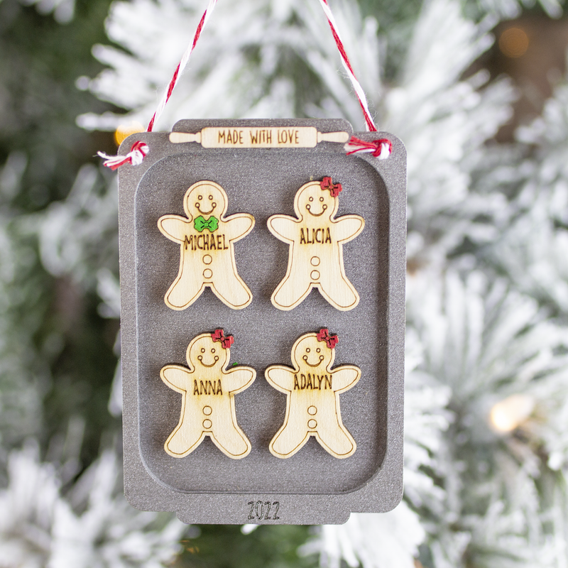 Personalized Gingerbread Family Sheet Pan Christmas Ornament