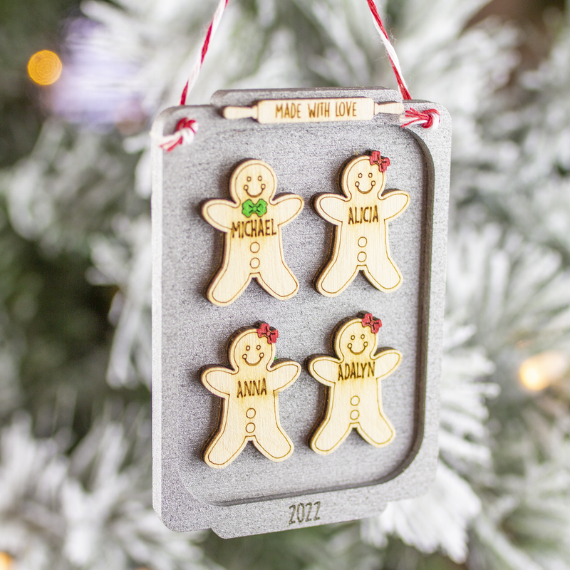 Personalized Gingerbread Family Sheet Pan Christmas Ornament