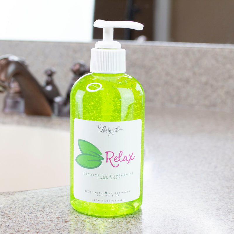 Relax (Eucalyptus +Spearmint) Liquid Hand Soap 8 oz w/pump